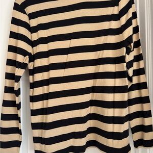 Rafaella Black and Tan Striped Long Sleeve Tee